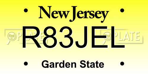 R83JEL New Jersey License Plate