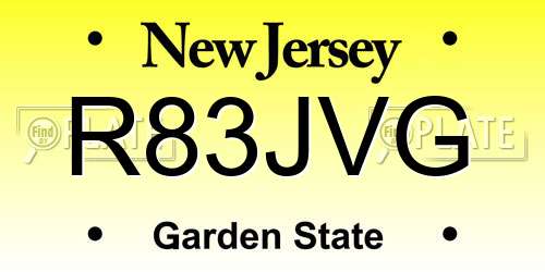 R83JVG New Jersey License Plate