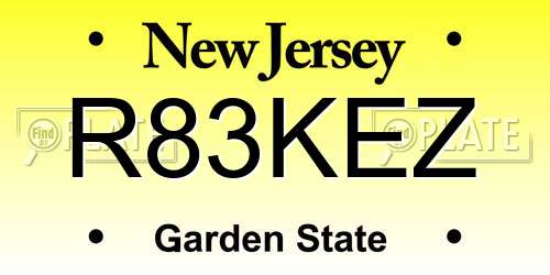 R83KEZ New Jersey License Plate