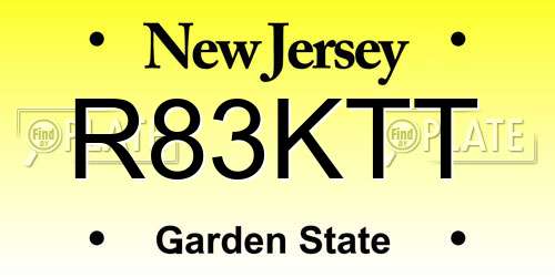 R83KTT New Jersey License Plate