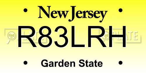 R83LRH New Jersey License Plate