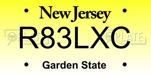 R83LXC New Jersey License Plate