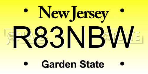 R83NBW New Jersey License Plate