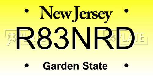 R83NRD New Jersey License Plate