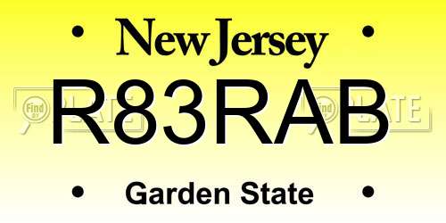 R83RAB New Jersey License Plate
