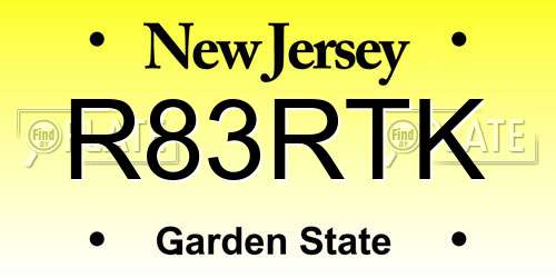 R83RTK New Jersey License Plate