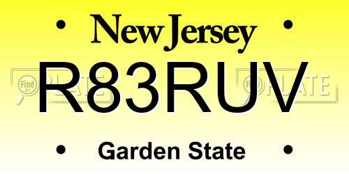 R83RUV New Jersey License Plate