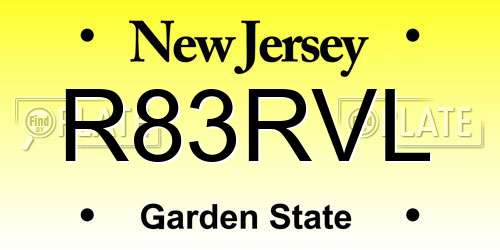 R83RVL New Jersey License Plate