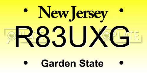R83UXG New Jersey License Plate