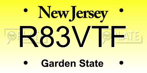 R83VTF New Jersey License Plate