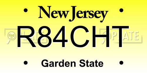 R84CHT New Jersey License Plate