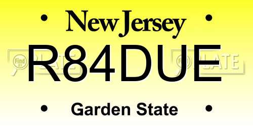 R84DUE New Jersey License Plate