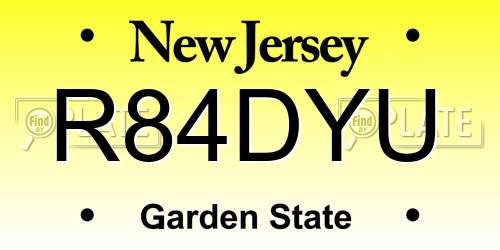 R84DYU New Jersey License Plate