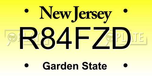 R84FZD New Jersey License Plate