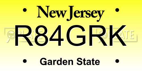 R84GRK New Jersey License Plate