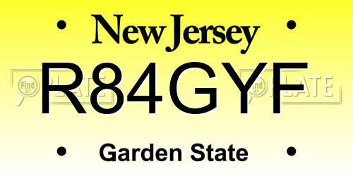 R84GYF New Jersey License Plate