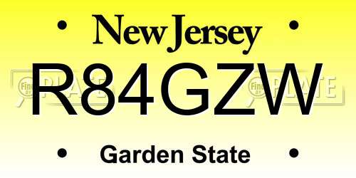 R84GZW New Jersey License Plate