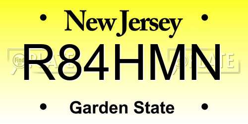 R84HMN New Jersey License Plate
