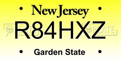 R84HXZ New Jersey License Plate