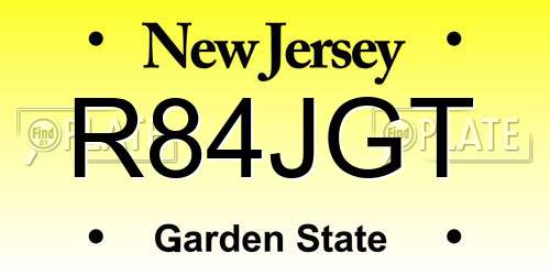R84JGT New Jersey License Plate