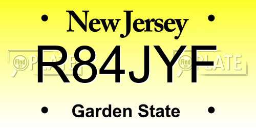 R84JYF New Jersey License Plate