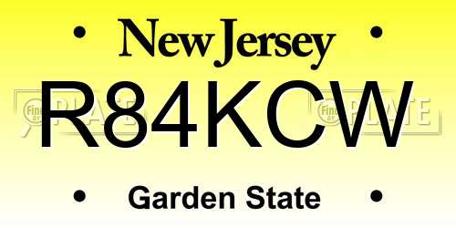 R84KCW New Jersey License Plate