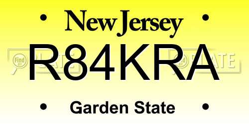 R84KRA New Jersey License Plate