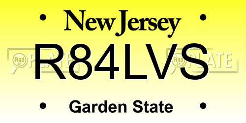 R84LVS New Jersey License Plate