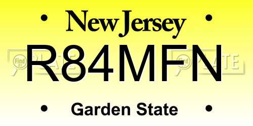 R84MFN New Jersey License Plate