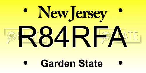 R84RFA New Jersey License Plate