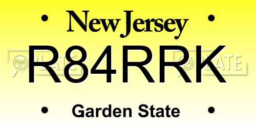 R84RRK New Jersey License Plate