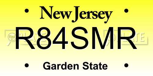 R84SMR New Jersey License Plate