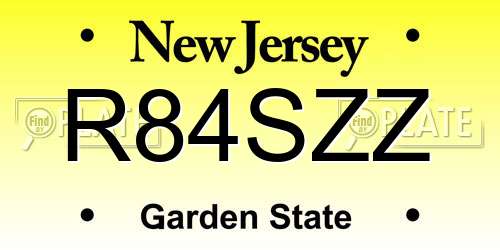 R84SZZ New Jersey License Plate