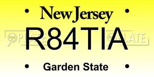 R84TIA New Jersey License Plate