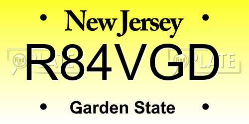 R84VGD New Jersey License Plate