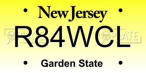 R84WCL New Jersey License Plate