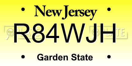 R84WJH New Jersey License Plate