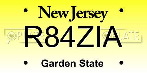 R84ZIA New Jersey License Plate