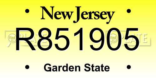 R851905 New Jersey License Plate