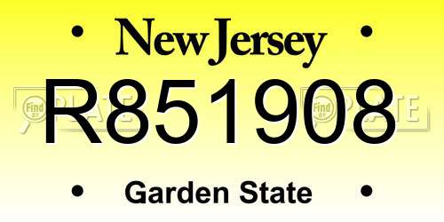 R851908 New Jersey License Plate
