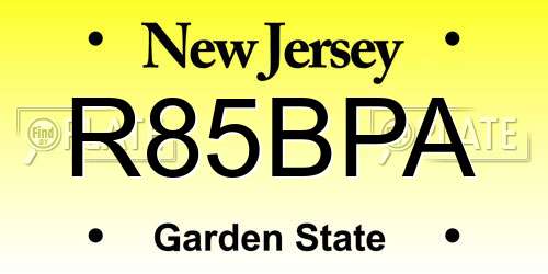 R85BPA New Jersey License Plate