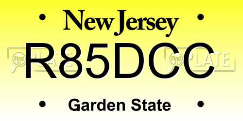 R85DCC New Jersey License Plate