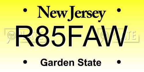 R85FAW New Jersey License Plate