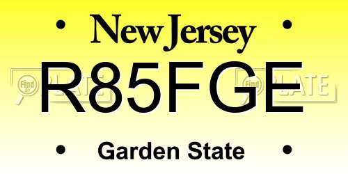 R85FGE New Jersey License Plate
