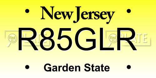 R85GLR New Jersey License Plate