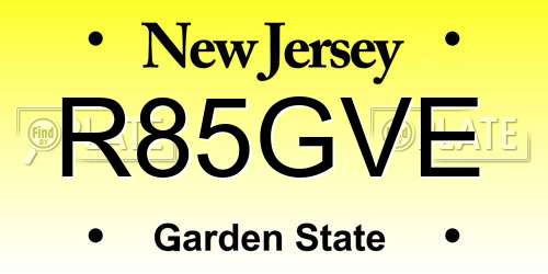 R85GVE New Jersey License Plate