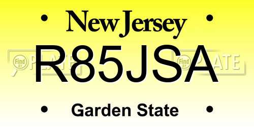 R85JSA New Jersey License Plate