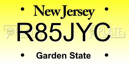 R85JYC New Jersey License Plate