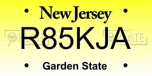 R85KJA New Jersey License Plate