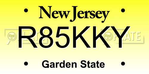 R85KKY New Jersey License Plate